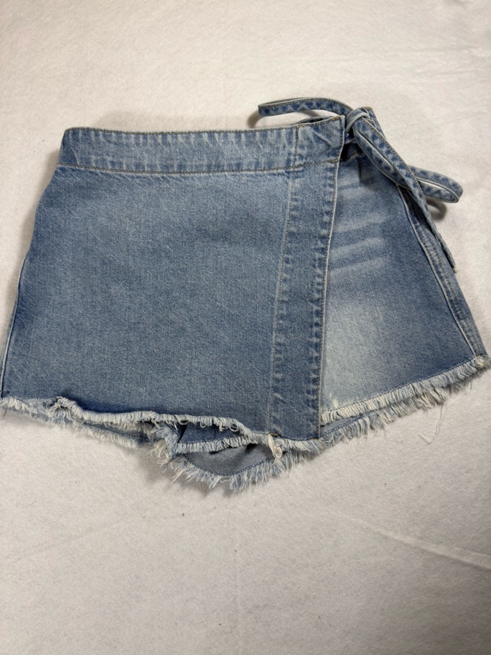 Free People We The Free Denim Wrap Skirt Light Wash Size 2